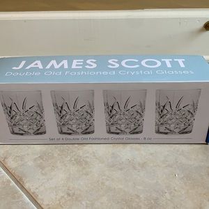 NIB (4) 🥃🥃🥃🥃 Vtg JAMES SCOTT Double Old Fashioned Lead crystal glasses 8 oz